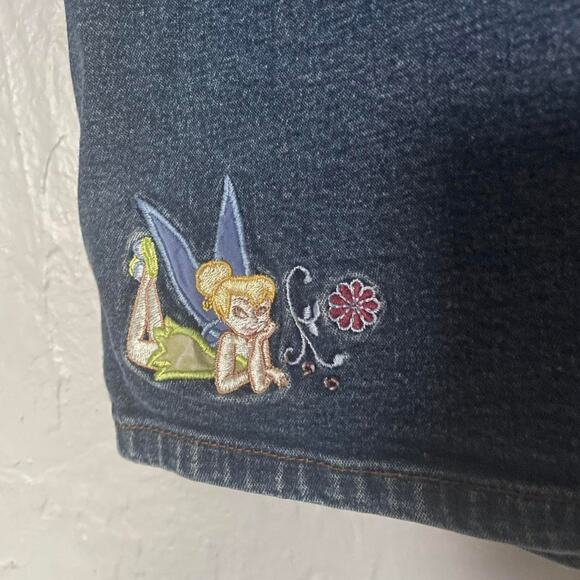 Disney Store Tinkerbell Peter Pan Embroidered A-line Denim Skirt Y2K sz Large - Picture 1 of 4